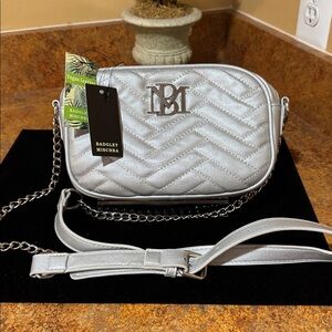 Badgley Mischka Metallic Grey Camera Bag